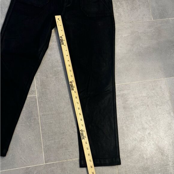 PAIGE Mayslie Straight Ankle Pants in Black Fog Luxe Coating - Size 30 - Picture 4 of 16